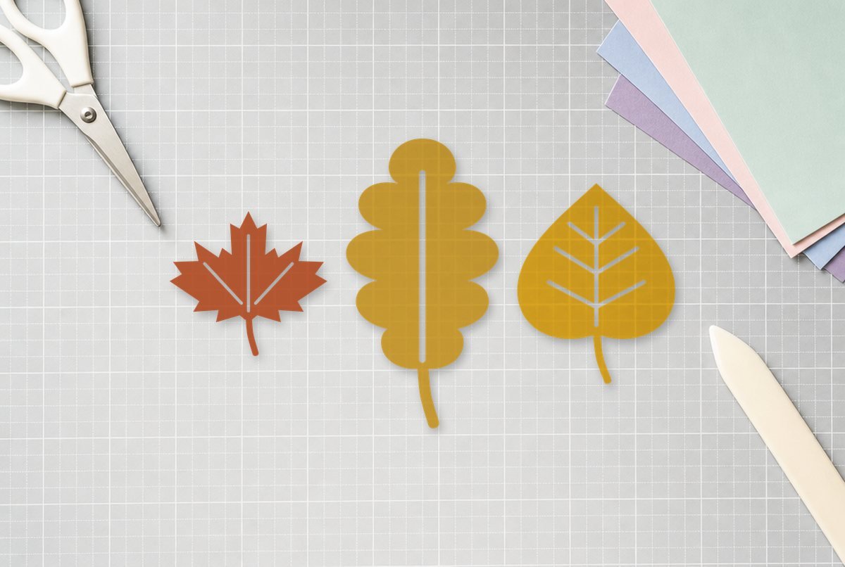 Free Fall Leaves SVG Set Free Fall Leaves SVG Set design cut out and laid on a cutting mat