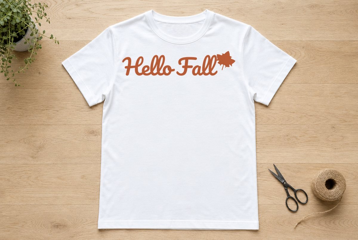 Hello Fall SVG Hello Fall SVG design on a cream sweatshirt