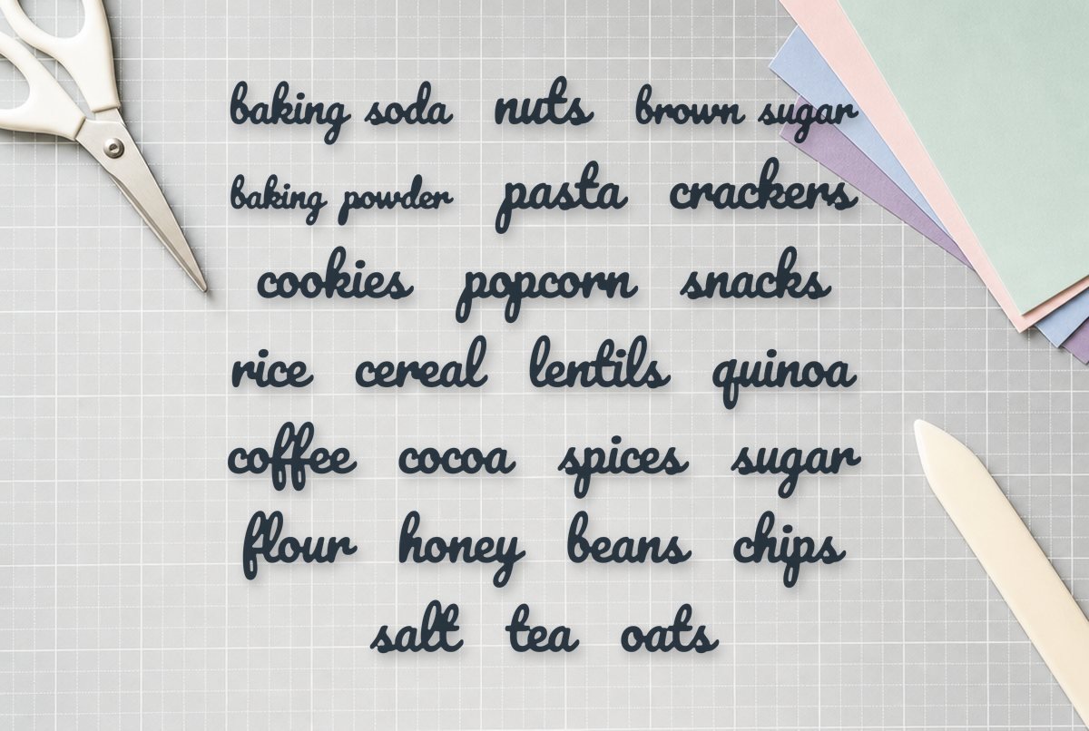 Pantry Label SVG design cut out and laid on a cutting mat