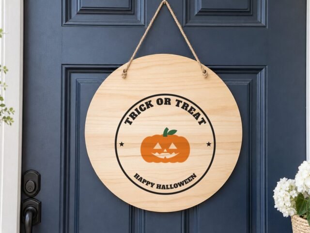 Trick or Treat SVG for a Round Door Sign